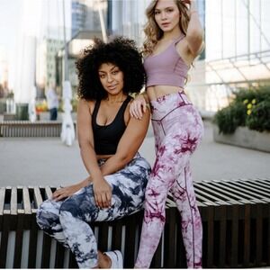 Balance Athletica Vitaliy Pink / Purple Tie Dye Athletic Leggings Size Medium